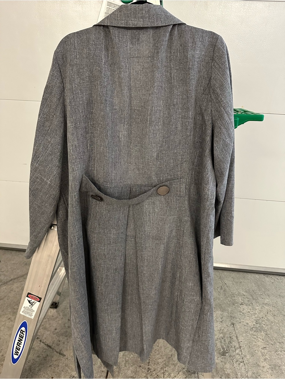 Allison Woods Gray Longline Trench Coat with Notched Collar - Picture 4 of 6